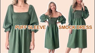 DIY Puff sleeve smock dress from scratch  A perfect summer dress [upl. by Pare235]