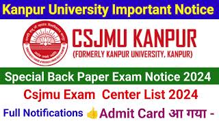 Kanpur University Special Back Paper Admit Card 2024 [upl. by Arie]