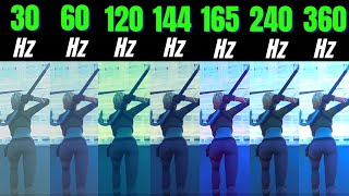 Fortnite 30Hz vs 60Hz vs 120Hz vs 144Hz vs 165Hz vs 240Hz vs 360Hz [upl. by Ahsiekahs694]