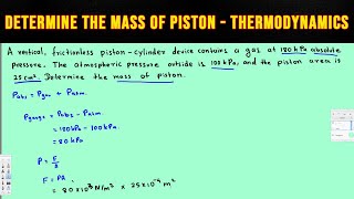 Determine the mass of piston  Thermodynamics [upl. by Georas]