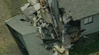 Aerials of bulldozer rampage Damage and disruption after man goes on bulldozer rampage in US [upl. by Ydnes]