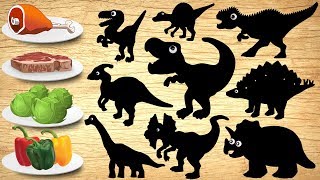 Carnivore vs Herbivore Dinosaurs  Dinosaur Food Matching Game [upl. by Nnylamme]