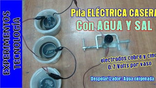 Cómo hacer una pila eléctrica con agua y sal How to make a salt water battery [upl. by Daphie14]