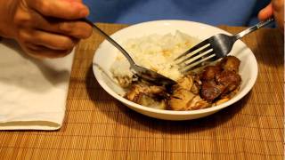 Eating Adobo and Rice With a Spoon and Fork [upl. by Haym156]