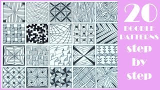 20 EASY Doodle Patterns  Step by Step  Zentangle patterns [upl. by Resaec]