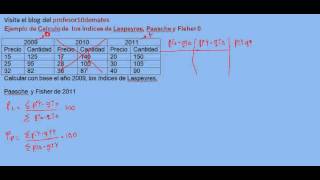 Ejemplo de Calculo de los índices de Laspeyres Paasche y Fisher 02 [upl. by Kissiah892]