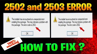 How To Fix Error Code 2503 and 2502 In Windows 1087  Solve Error 2503 and 2502 In Windows 1087 [upl. by Monda]