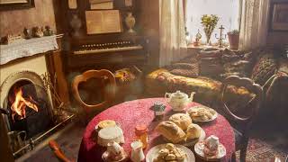 AmbienceASMR Edwardian Parlour with Tea amp Fireplace 5 Hours [upl. by Aira]