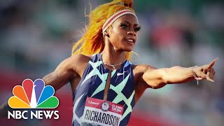 US Track Star Sha’Carri Richardson Speaks Out After Suspension [upl. by Kihtrak]