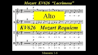 Lacrimosa  KV626  Mozart Requiem in D minor  Alto [upl. by Drannel]