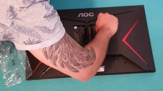 AOC 24G2U Unboxing and Setup  24quot 144hz 1ms 1080p Gaming Monitor  4Monitor Stand and AOC C32G1 [upl. by Nirrac]