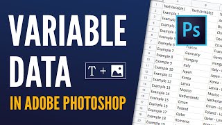 How to use Variable data text and images  Adobe Photoshop CC tutorial [upl. by Acirne]