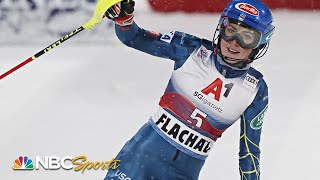 Mikaela Shiffrin wins 1st World Cup slalom in a year her 100th podium  NBC Sports [upl. by Padget223]