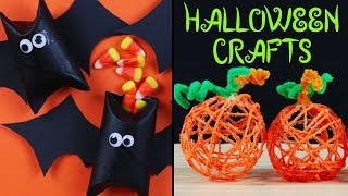 DIY Halloween Decorations  How to Make HALLOWEEN CRAFTS  Bat Poppers Pumpkin Poms Poms and More [upl. by Silvia71]