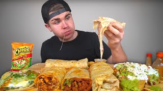 Cheesy Mexican Food Mukbang Round 2 Burritos Loaded Tostada Fish Taco [upl. by Sardse]