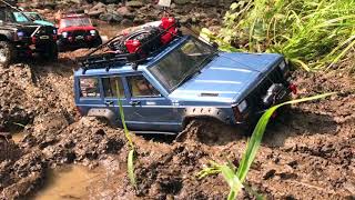 RC trucks off road mudding  Parkerfest Europe 2018 Jeep Cherokee TRX4 SCX102 [upl. by Euell]