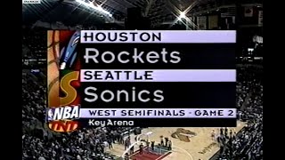 NBA On TNT  Rockets  Sonics 1996 WCSF Game 2 Down To The Wire [upl. by Kcirad102]