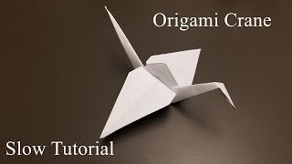 Origami Crane  How to Make the origami Crane  Slow Tutorial [upl. by Hecker]