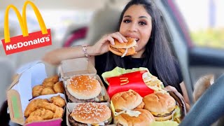 MCDONALDS MUKBANG Big Mac 20 Pc Chicken Nuggets Quarter Pounder Large Fries McChicken [upl. by Anerahs]