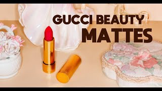 NEW Gucci Beauty Matte Lipsticks Review and 8 Swatches [upl. by Aineles]