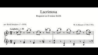 WA Mozart  Lacrimosa Saltykov Piano Sheet music [upl. by Baese]