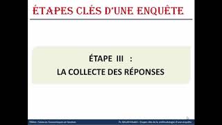 Partie I  Etapes clés de la méthodologie dune enquête [upl. by Lindeberg831]