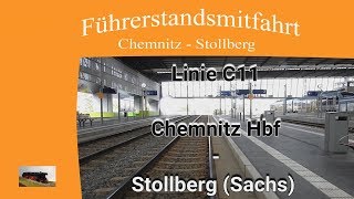 Führerstandsmitfahrt Linie C11 von Chemnitz Hbf nach Stollberg [upl. by Ase]