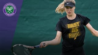 Eugenie Bouchard hits Wimbledon 2017 grass [upl. by Leeban]