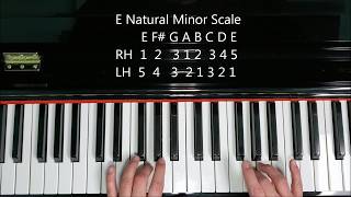 E Minor Scale on Piano Natural Harmonic amp Melodic [upl. by Tawney]