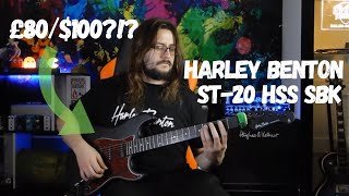 Can An £80 100 Strat Do Metal  Harley Benton ST20 HSS SBK Review Unboxing [upl. by Sokil]