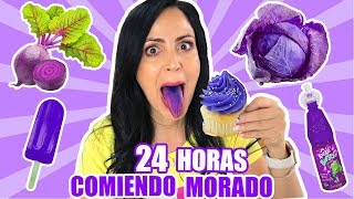 24 HORAS COMIENDO MORADO  RETO SandraCiresArt  All Day Eating Purple Food Challenge [upl. by Daney]