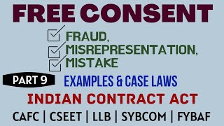 Fraud  Misrepresentation  Mistake  Free Consent  Indian Contract Act  Caselaws  Example [upl. by Anilrahc]