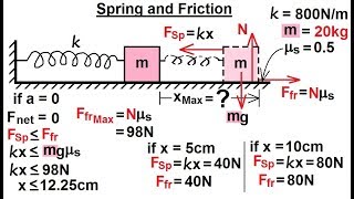 Physics 41 Newtons Laws Examples 8 of 25 Spring and Friction [upl. by Bajaj331]