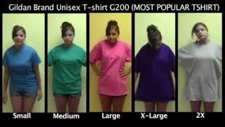 Sizing for our Most Popular TShirt G200 Unisex Gildan Crewneck [upl. by Murtagh]