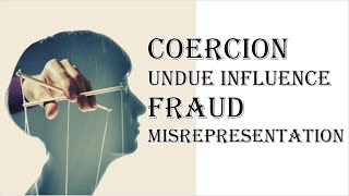 Coercion Undue Influence Fraud Misrepresentation  Indian Contract Act 1872  Law Guru [upl. by Lacsap]