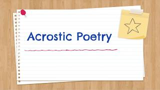 Acrostic Poetry [upl. by Omrellig866]