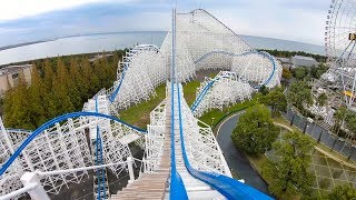 Riding quotHakugeiquot Roller Coaster Multi Angle 4K Onride POV Nagashima Spaland Japan [upl. by Hnahk]