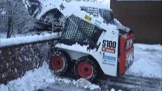 Bobcat S100 Skid Steer Loader Clearing Snow [upl. by Oterol]