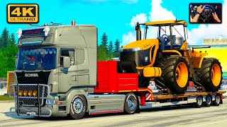 Scania v8 straight pipe transporting heavy machinery [upl. by Spragens]