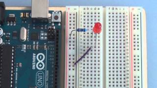 Arduino Uno Tutorial Basic circuit breadboarding [upl. by Nnyleuqcaj407]