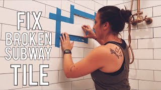 Replacing BrokenCracked Subway Tile in Shower  DIY Repair [upl. by Stent]