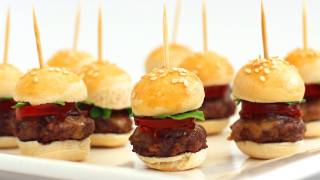 How To Make Mini Hamburgers  Finger Food Video Recipe [upl. by Enaht]