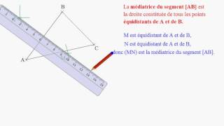 Construction des 3 médiatrices dun triangle [upl. by Denyse396]