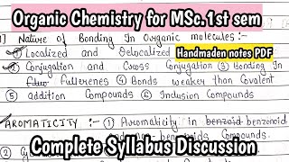 Organic Chemistry MSc1st sem Complete syllabus discussion Handmade Notes in PDF form [upl. by Peadar]