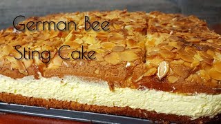 Almond Cake with Vanilla Cream Layer  Bee Sting Cake  Bienenstich [upl. by Abdel]