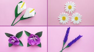 DIY  4 FLORES de papel  FLORES fáciles de hacer  Paper FLOWERS  Muy Lindas  Para Decorar 🎉😍 [upl. by Yenitirb]