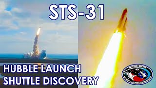 STS31  Hubble Space Telescope Launch 19900424  Shuttle Discovery multiple cameras [upl. by Scriven]