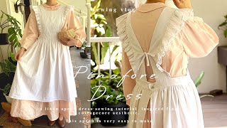 DIY Pinafore Dress 💫  DIY Cottagecore Apron Dress Sewing Tutorial 🌻 [upl. by Trebreh]