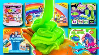 Probando 8 kits para hacer Slime Elmers Nickelodeon y Poopsie  Supermanualidades [upl. by Maurene932]