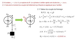 Exercice corrigé dynamique de rotation Tle S partie 2 [upl. by Niuqram]